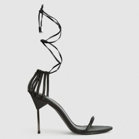 Reiss Zhane Crystal Leather Sandal – Black – Size 8.5 – NWT - Picture 1 of 4